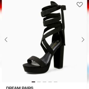 Dream Pairs Black Wrap Platform Gladiator Heels